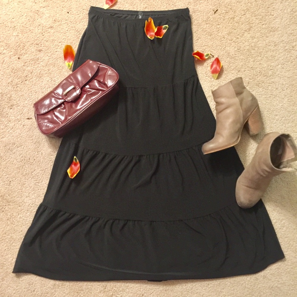 Fall Witchy Black Tiered Maxi Skirt